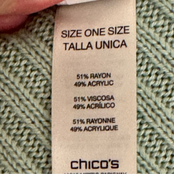Chico’s Poncho Sweater Poncho Sage Green One Size - Picture 6 of 9